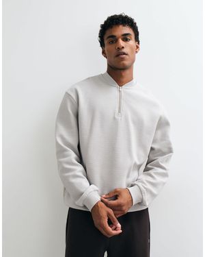 ASOS Relaxed Quarter Zip Crew Neck Sweatshirt - Gray