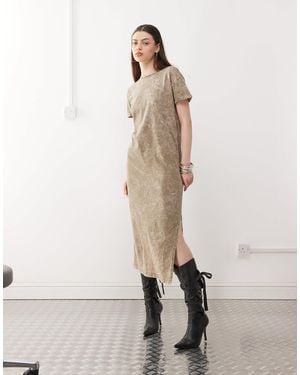 Noisy May Midaxi Split T-shirt Dress - Natural