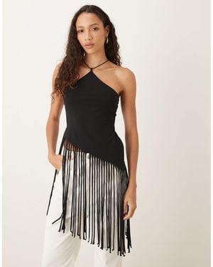 ASOS – neckholder-oberteil im longline-stil - Schwarz