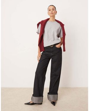 OMNES Cotton Plain Boyfriend Tee - Grey
