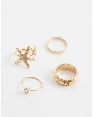 ALDO Starfish Embellished Layered Rings - White