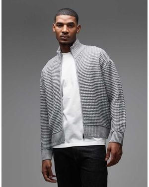 Collusion Knitted Zip Through Jumper - Grey