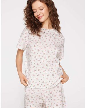 Tezenis Short Pyjamas Small Flowers - White