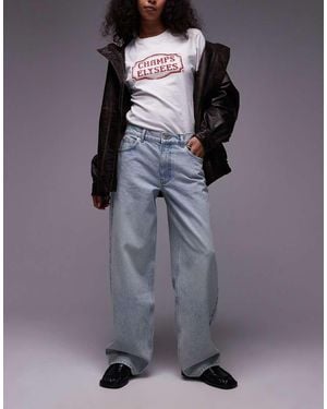 TOPSHOP Jeans Comodi A Vita Bassa Lavaggio Candeggiato Con Cinturino - Viola