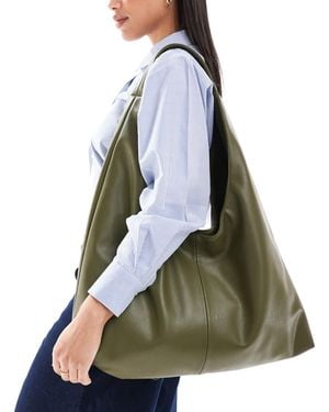 Pull&Bear Slouchy Shopper Bag - Green