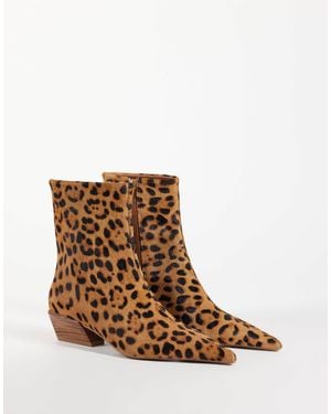 ASOS Rio western-stiefeletten aus echtleder mit leopardenmuster - Braun