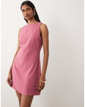 Miss Selfridge Linen Look Shift Dress - Pink