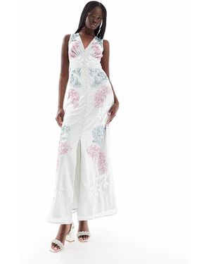 Maya Embellished Sleeveless Maxi Dress - White