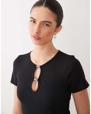 HUGO Diheart Keyhole Crop Top - Black