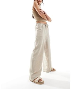 Vero Moda Pull On Wide Leg Pants With Tie Waist - White