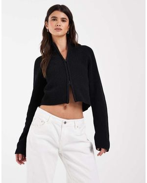 Noisy May High Neck Full Zip Through Cardigan - Black