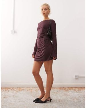 Monki Long Sleeve Mini Dress - Red