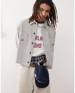 Prohibited Striped Harrington Jacket - Gray