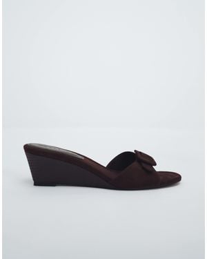 ASOS Highway Buckle Detail Wedge Sandals - Brown