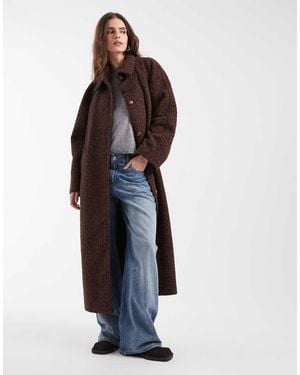 Object Collard Button Front Maxi Coat - Blue