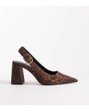 ASOS Wide Fit Surrey High Block Heel Slingback Court Shoes - Brown