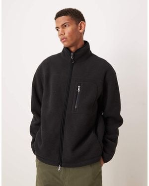 ARKET Fleece Pile Jacket With Two-way Zip And Front Pocket - Black