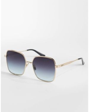Quay Quay 5th Ave 70s Large Square Metal Frame Sunglasses - Blue