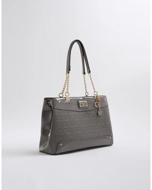 River Island Chain Handle Embossed Tote Bag - Grey