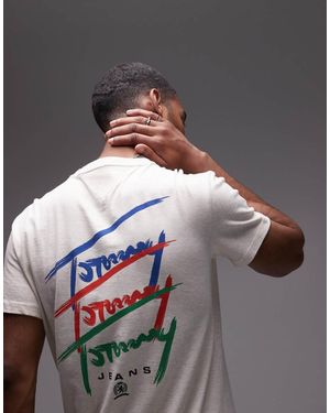 Tommy Hilfiger Camiseta Con Estampado De Logo De Firma Repetido En La Espalda De -Neutro - Metálico