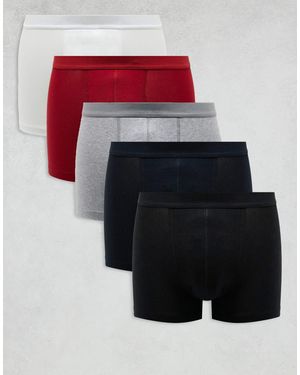 ASOS – 5er-pack e unterhosen mit schlichtem bund - Rot