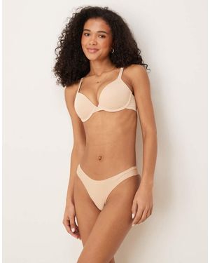 Boux Avenue Padded Seamless Microfibre Plunge T-Shirt Bra - Natural