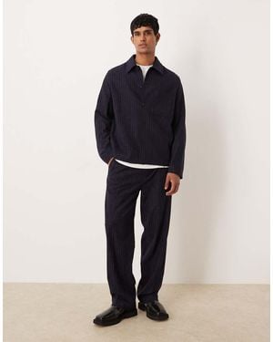 ARKET Broek Van Wolmix Met Krijtstreep - Blauw