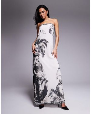 Murci Exclusive Chiffon Bandeau Trapeze Maxi Dress - Gray