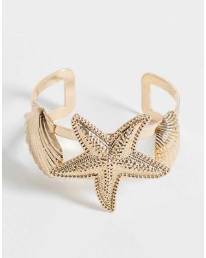 ASOS Cuff Bracelet With Sea-life Design - Natural