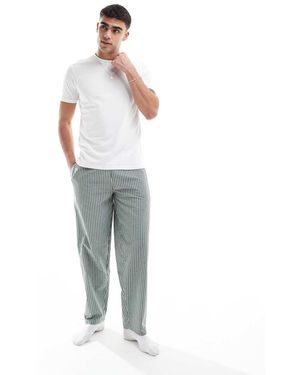 New Look Woven Stripe Pyjama And T-shirt Set - Green