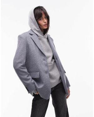 SELECTED Wool-Blend Notch Lapel Blazer - Grey