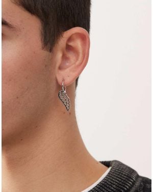 FADED FUTURE Single Feather Wing Hoop Earring - Brown
