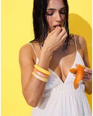 Stradivarius Set Of 3 Shimmery Acetate Bracelets - Yellow