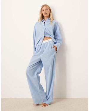 Calvin Klein Cotton Poplin Pajama Bottoms - Blue