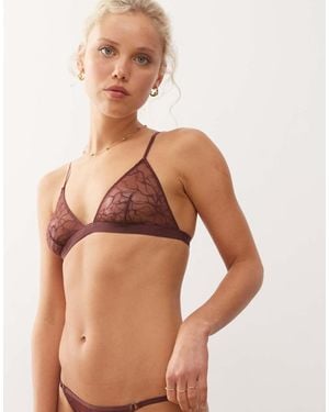 Weekday Lace Triangle Bra - Natural