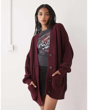 Monki Cárdigan Lago Extragrande De Punto De -Rojo