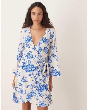 Jdy Kimono Inspired Wrap Dress - Blue