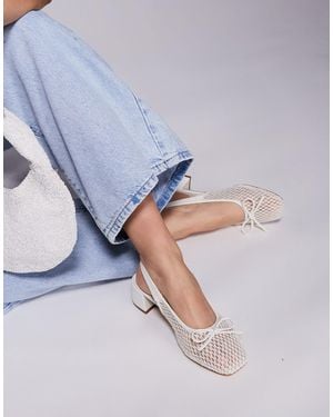 Public Desire Lover Heeled Ballet Shoes With Bow Detail - Blue