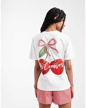 Threadbare Short Sleeve Pyjama Set With Cherry Print And Boxer Short - Red