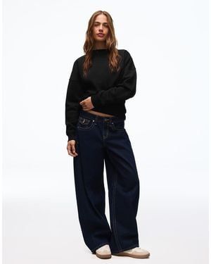 Bershka Round Neck Sweatshirt - Blue