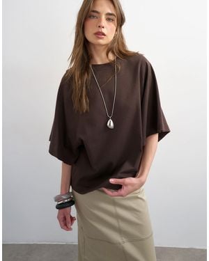 TOPSHOP Batwing T-Shirt - Brown