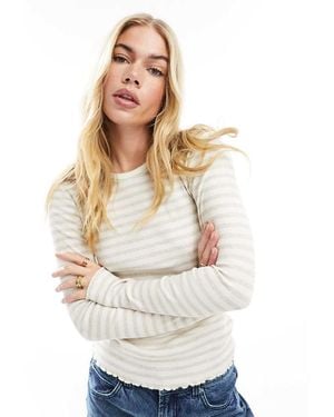 SELECTED T-Shirt A Maniche Lunghe A Righe A Coste - Bianco