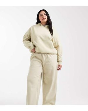ASOS Asos Design Curve Wide Leg Brushback Trackies - Natural