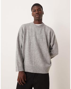 ASOS Super Oversized Boxy Fit Knitted Crew Neck Jumper - Grey