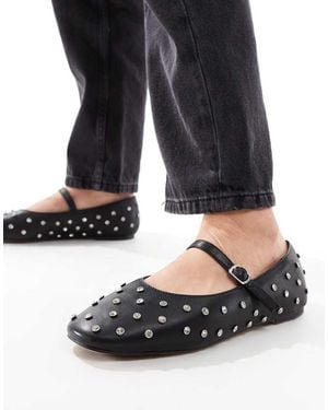 ALDO Marylina Studded Ballet Flats With Buckle - Black