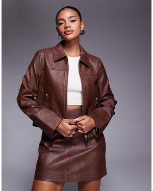 Forever New Pu Jacket Co-ord - Brown