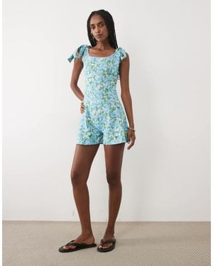 Miss Selfridge Tie Shoulder Playsuit - Blue