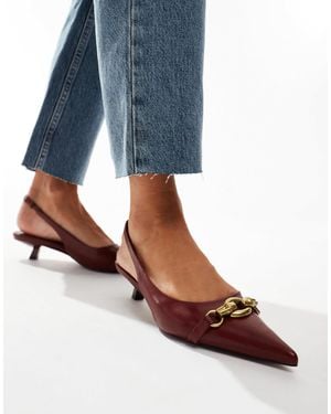 ASOS Shade Chain Detail Slingback Kitten Heeled Shoes - Blue