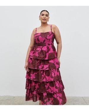 Pretty Lavish Curve Linen Look Tiered Skirt Maxi Cami Dress