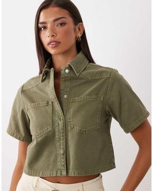 ASOS Denim Cropped Overhemd - Groen